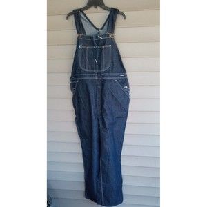 VTG SEARS ROEBUCKS MENS BIB OVERALLS DARK BLUE DENIM ZIP FLY- 40 X 32 NWOT